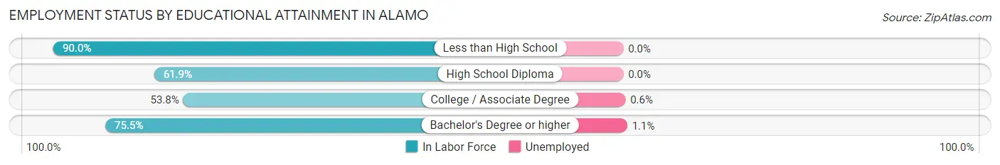 Employment Status by Educational Attainment in Alamo