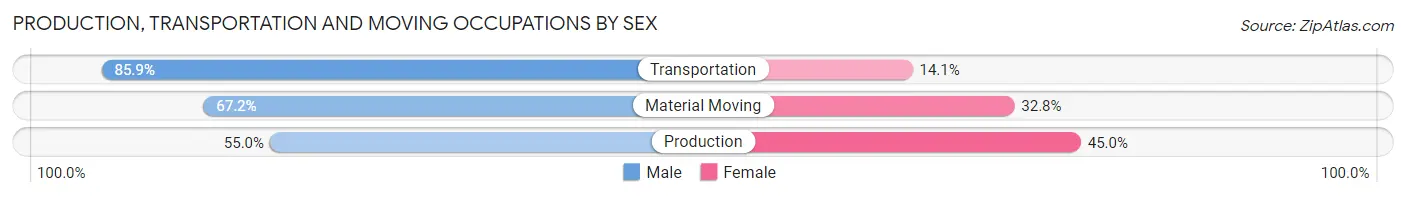 Production, Transportation and Moving Occupations by Sex in Bear Valley Springs