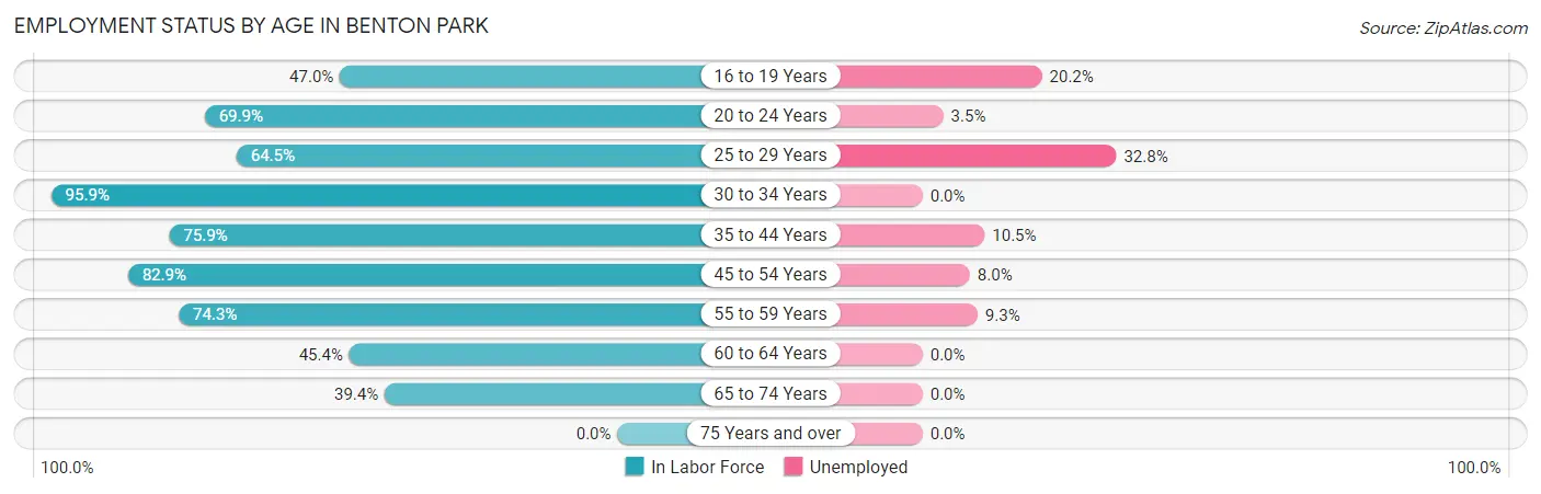 Employment Status by Age in Benton Park