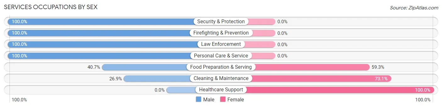 Services Occupations by Sex in Benton Park