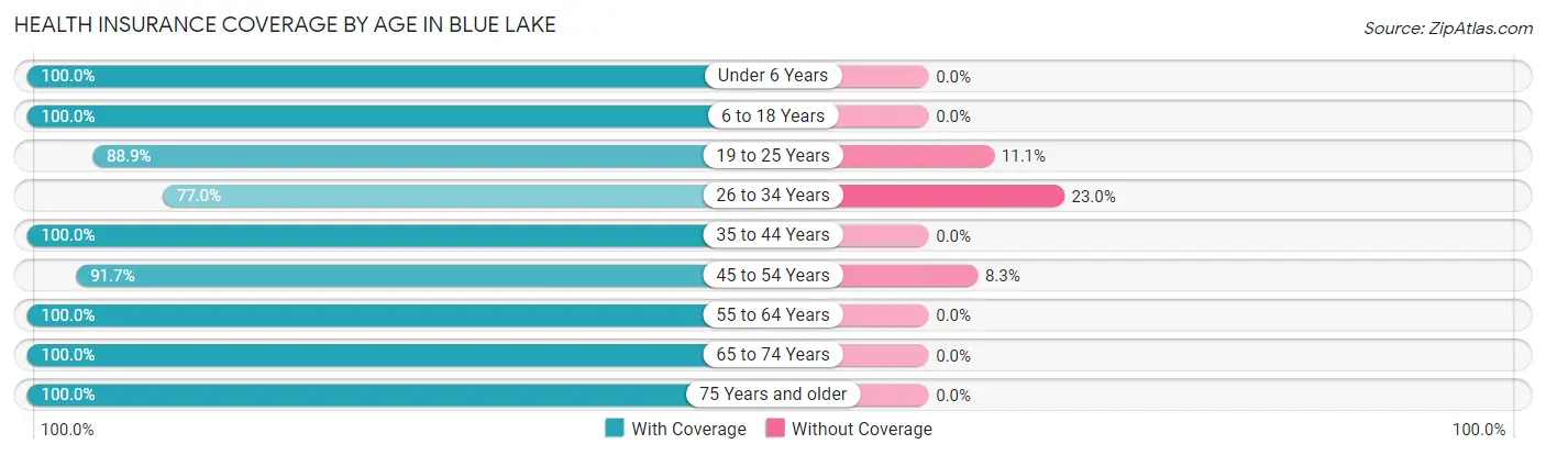 Health Insurance Coverage by Age in Blue Lake