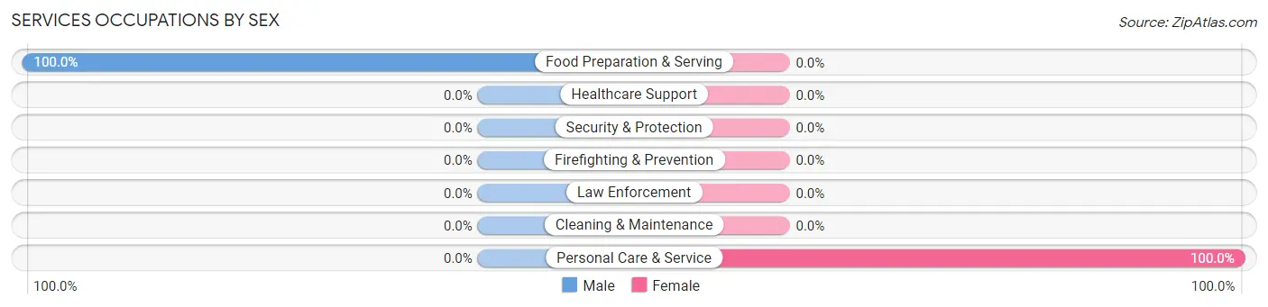 Services Occupations by Sex in Bluewater
