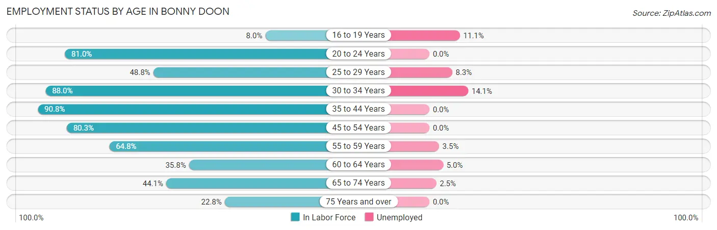 Employment Status by Age in Bonny Doon
