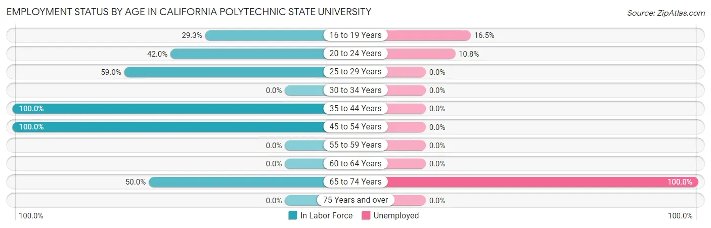 Employment Status by Age in California Polytechnic State University