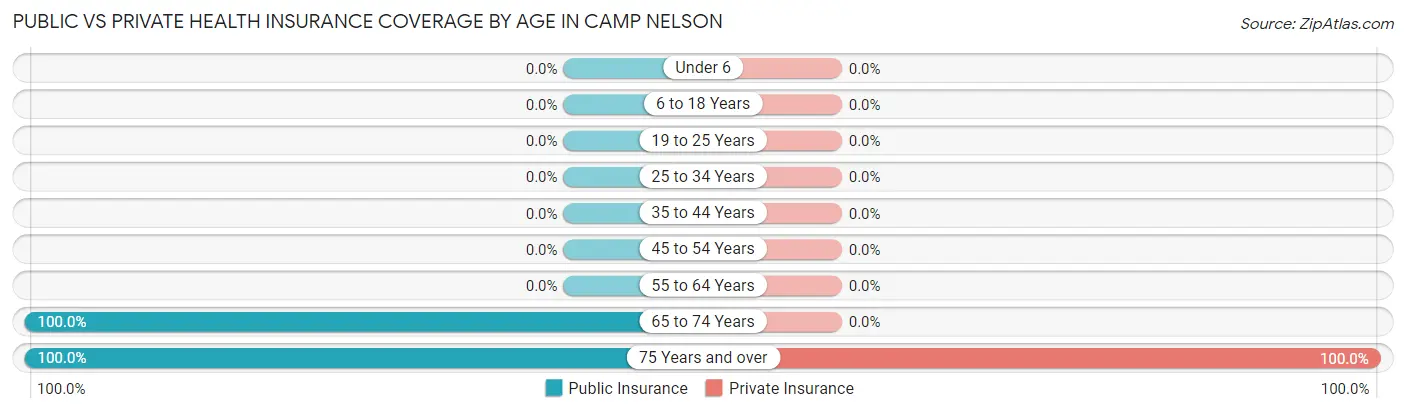 Public vs Private Health Insurance Coverage by Age in Camp Nelson