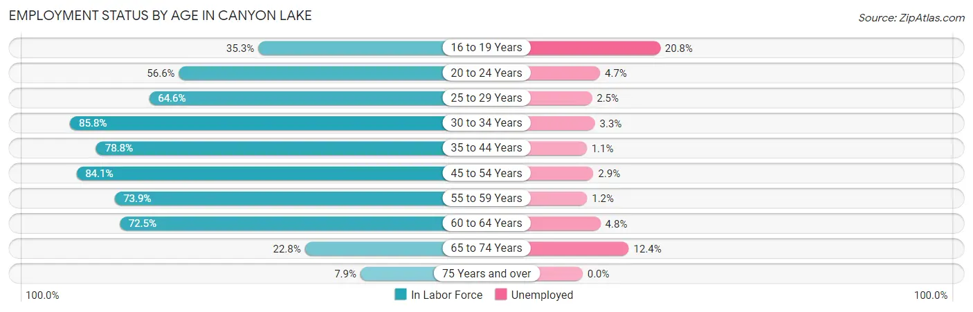 Employment Status by Age in Canyon Lake