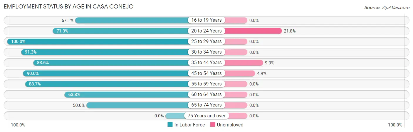 Employment Status by Age in Casa Conejo