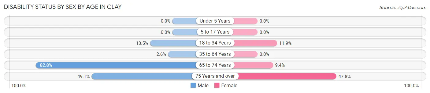 Disability Status by Sex by Age in Clay