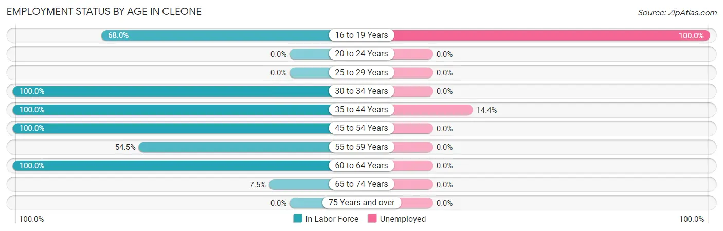Employment Status by Age in Cleone