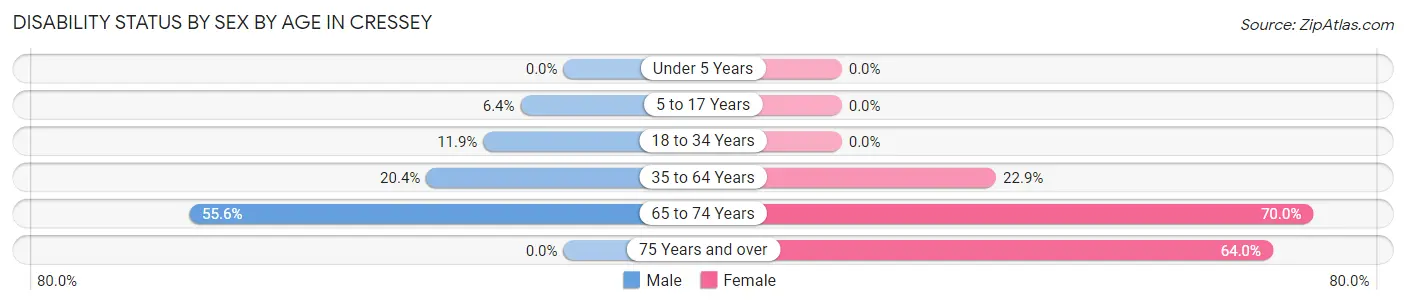 Disability Status by Sex by Age in Cressey