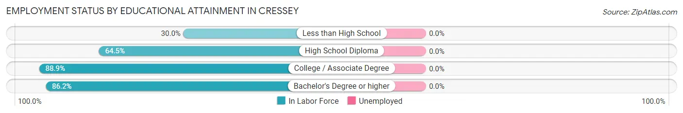 Employment Status by Educational Attainment in Cressey