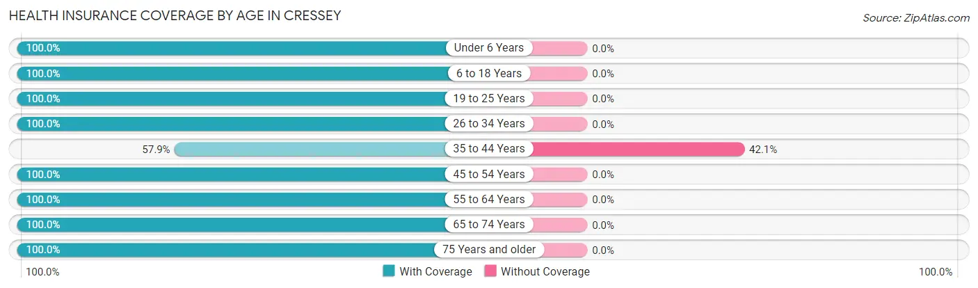 Health Insurance Coverage by Age in Cressey