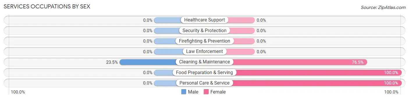 Services Occupations by Sex in Del Dios