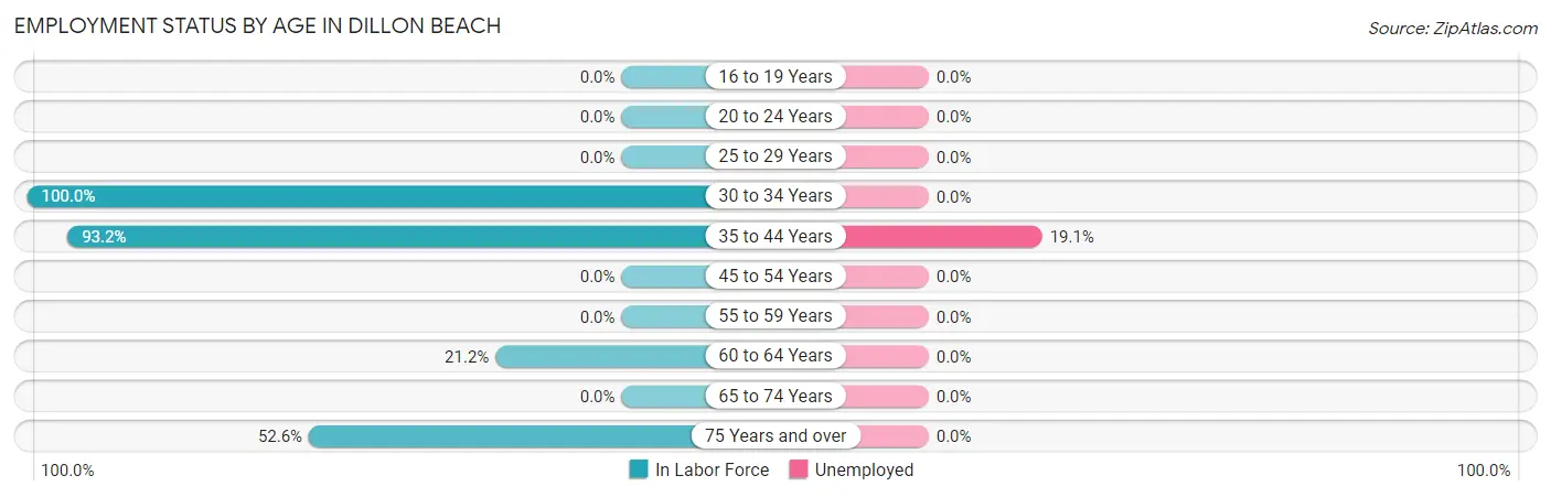 Employment Status by Age in Dillon Beach