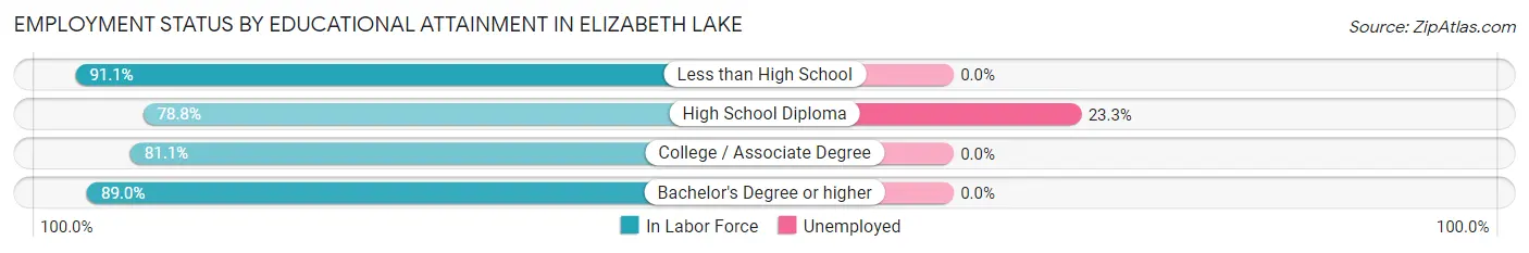 Employment Status by Educational Attainment in Elizabeth Lake