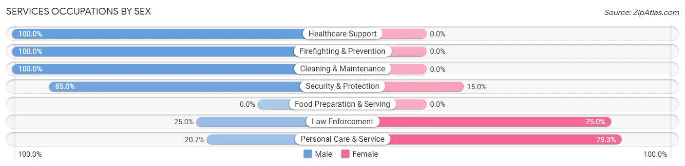 Services Occupations by Sex in Hasley Canyon
