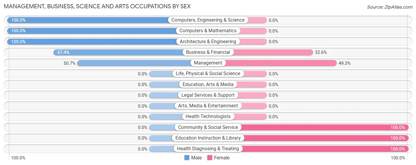 Management, Business, Science and Arts Occupations by Sex in Homeland