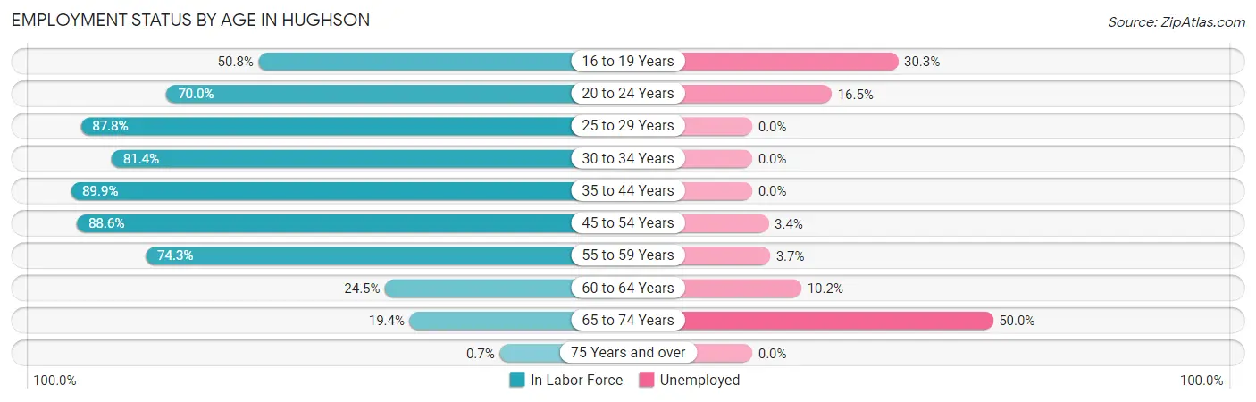 Employment Status by Age in Hughson