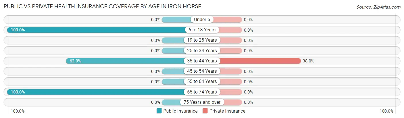 Public vs Private Health Insurance Coverage by Age in Iron Horse