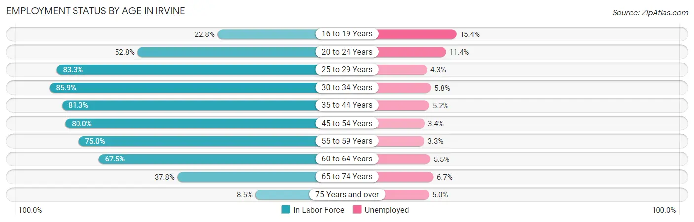 Employment Status by Age in Irvine