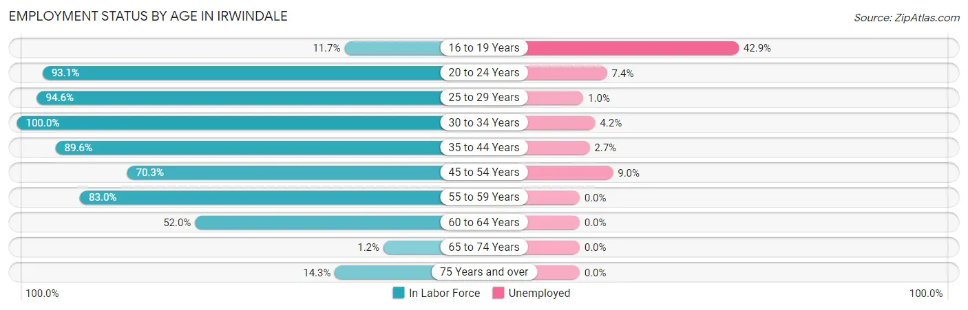 Employment Status by Age in Irwindale