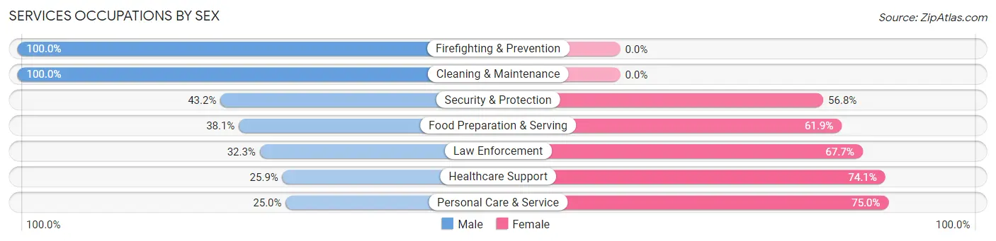 Services Occupations by Sex in Irwindale
