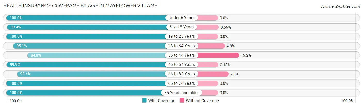 Health Insurance Coverage by Age in Mayflower Village