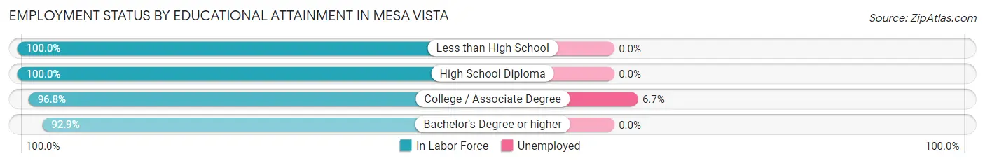 Employment Status by Educational Attainment in Mesa Vista