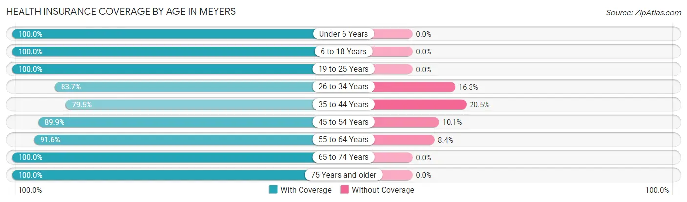 Health Insurance Coverage by Age in Meyers