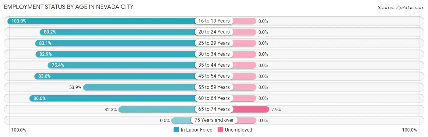 Employment Status by Age in Nevada City