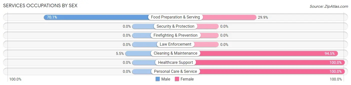 Services Occupations by Sex in Nevada City