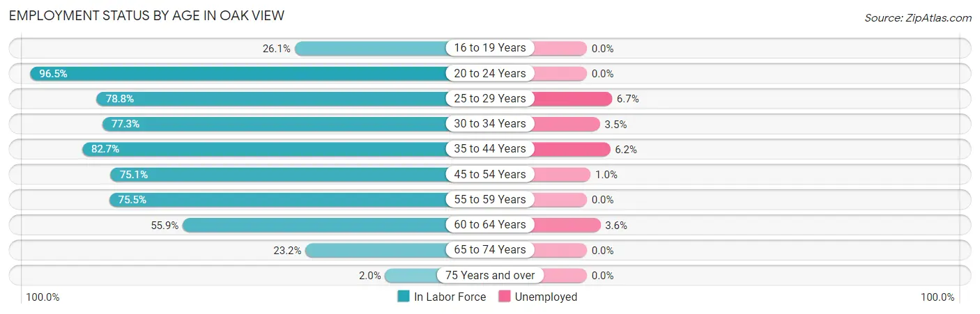 Employment Status by Age in Oak View