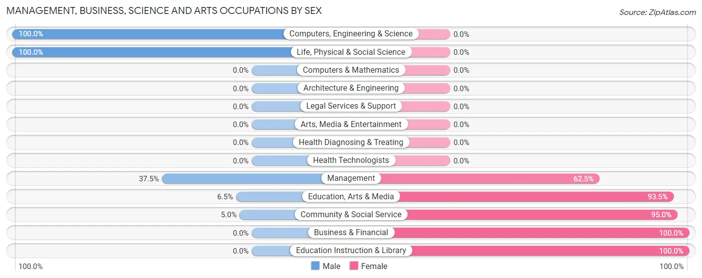 Management, Business, Science and Arts Occupations by Sex in Oasis
