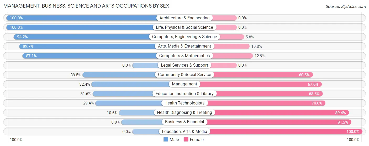 Management, Business, Science and Arts Occupations by Sex in Pacheco