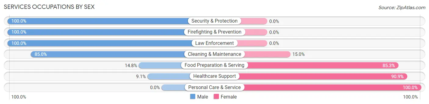 Services Occupations by Sex in Palo Cedro