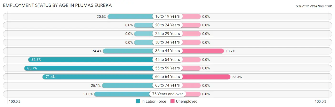 Employment Status by Age in Plumas Eureka
