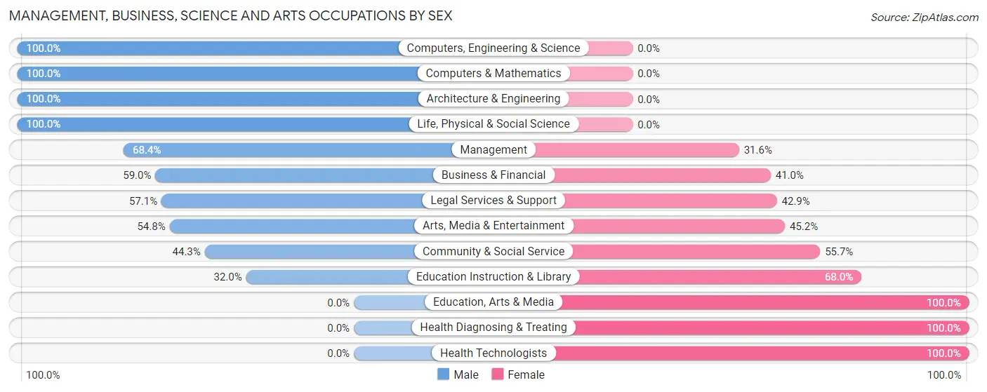 Management, Business, Science and Arts Occupations by Sex in Rainbow