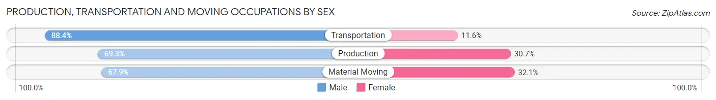 Production, Transportation and Moving Occupations by Sex in Riverside