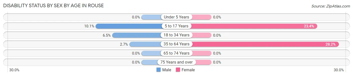 Disability Status by Sex by Age in Rouse