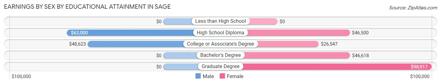 Earnings by Sex by Educational Attainment in Sage