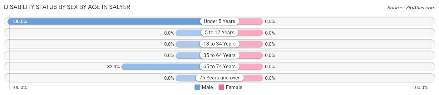 Disability Status by Sex by Age in Salyer