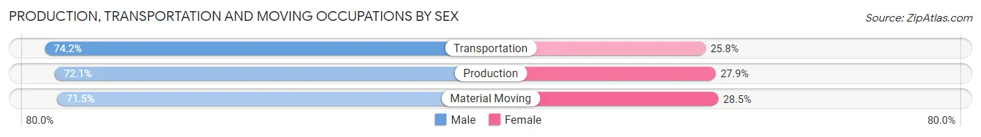 Production, Transportation and Moving Occupations by Sex in Santa Monica