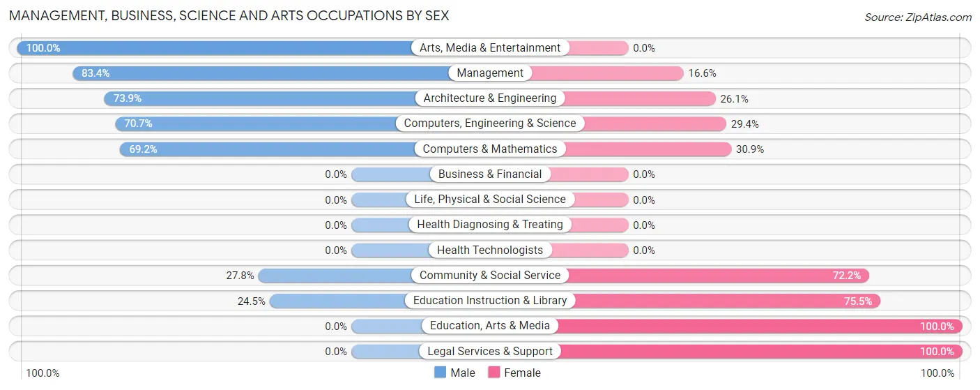 Management, Business, Science and Arts Occupations by Sex in Silver Lakes
