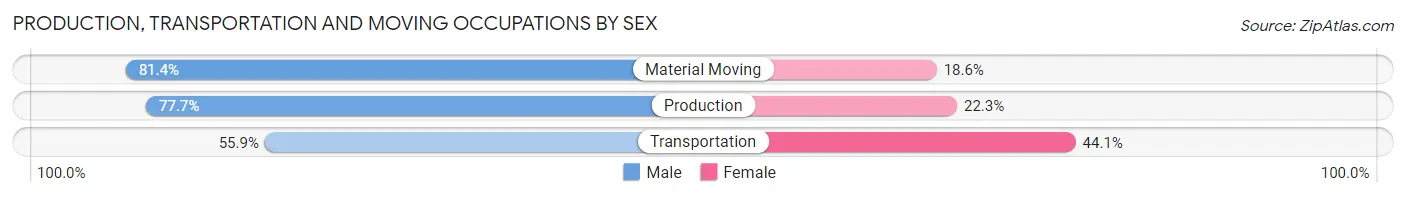 Production, Transportation and Moving Occupations by Sex in Spring Valley Lake