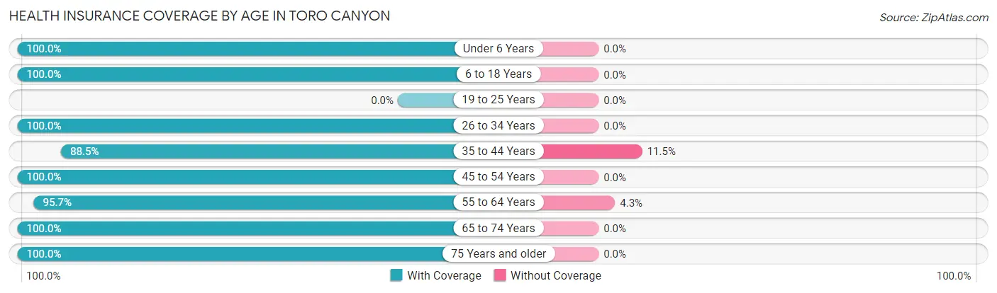 Health Insurance Coverage by Age in Toro Canyon