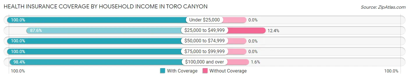 Health Insurance Coverage by Household Income in Toro Canyon