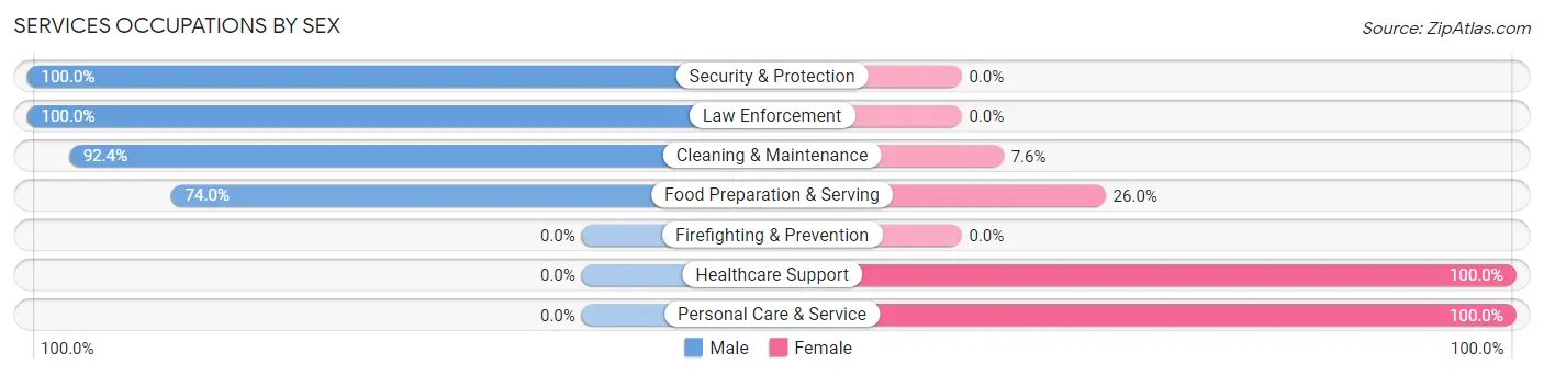 Services Occupations by Sex in Valley Springs
