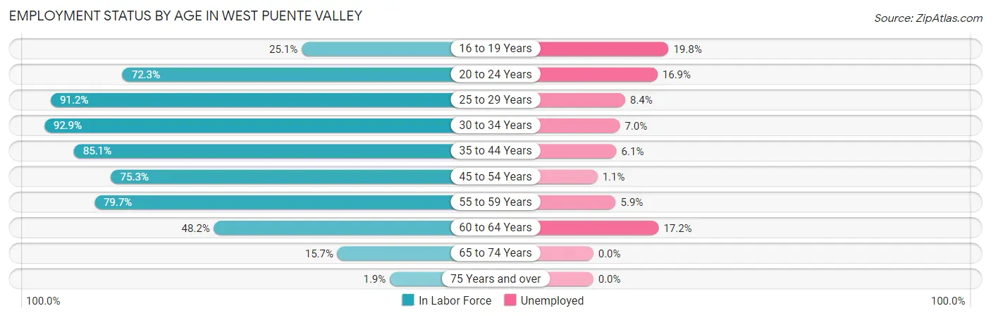Employment Status by Age in West Puente Valley