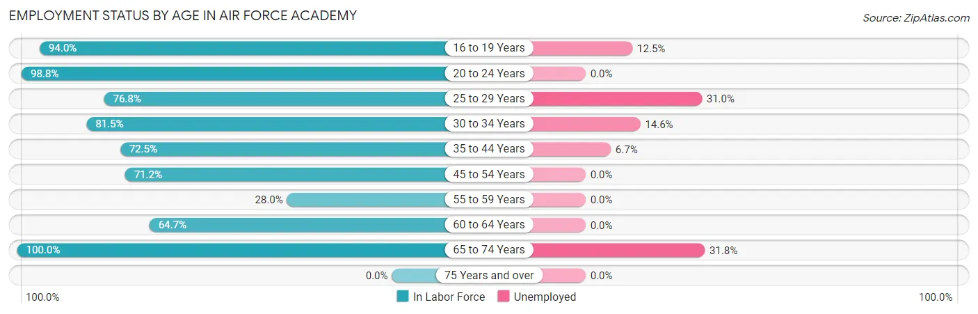Employment Status by Age in Air Force Academy