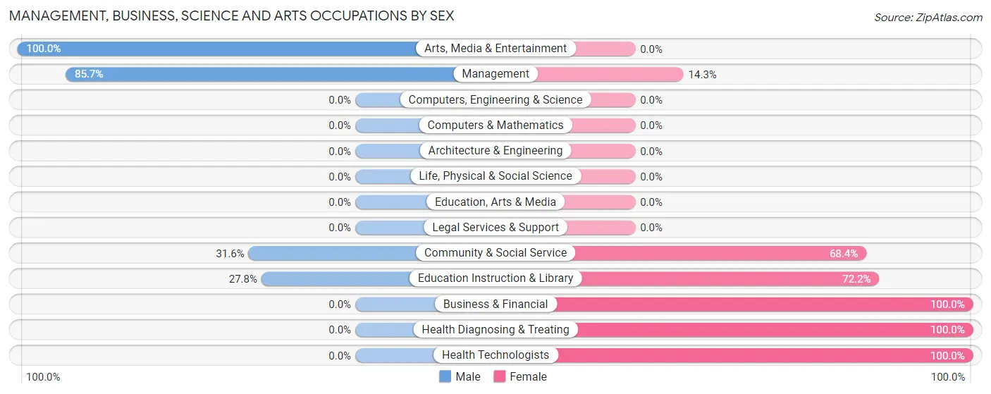 Management, Business, Science and Arts Occupations by Sex in Antonito